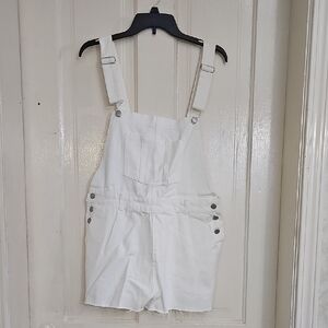 Pink Lily, White Denim Overalls